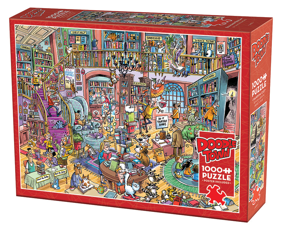 DoodleTown: Bookshop Bedlam | 1000 Piece | 44511 | Cobble Hill